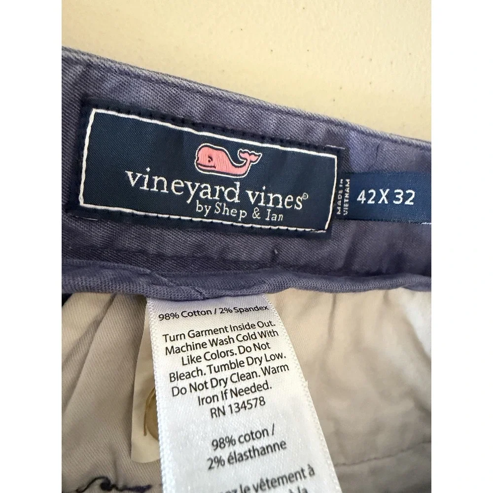 Vineyard Vines Men's 42 Blue Twill Stretch Chino Flat Front